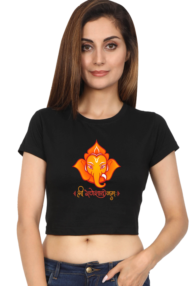 Shree Ganesha Print Crop Top