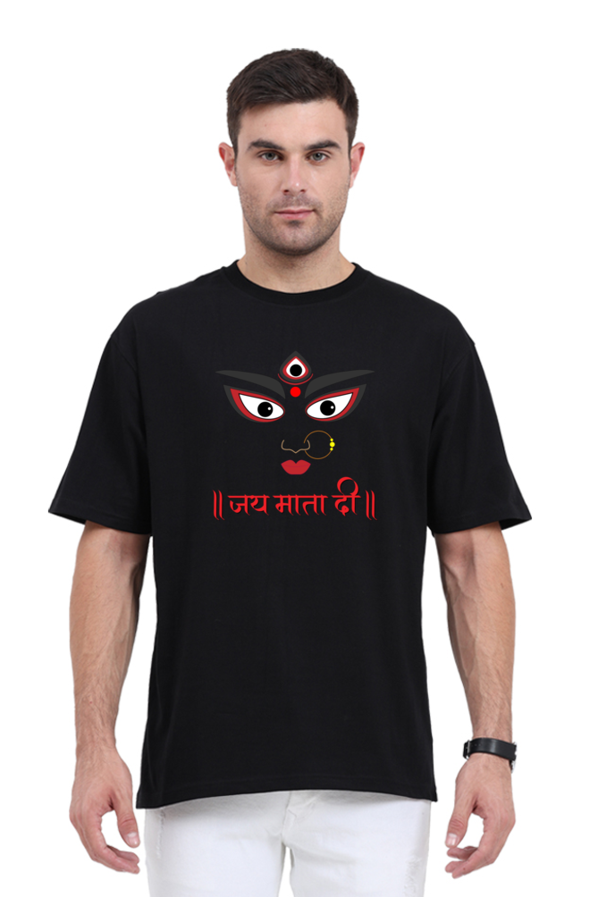 "Jai Mata di " Print Half Sleeve Oversized T-shirt