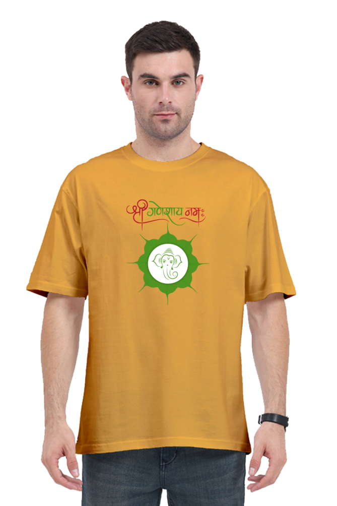 Shree Ganeshaya Namah Printed Half Sleeve Oversized T-shirt