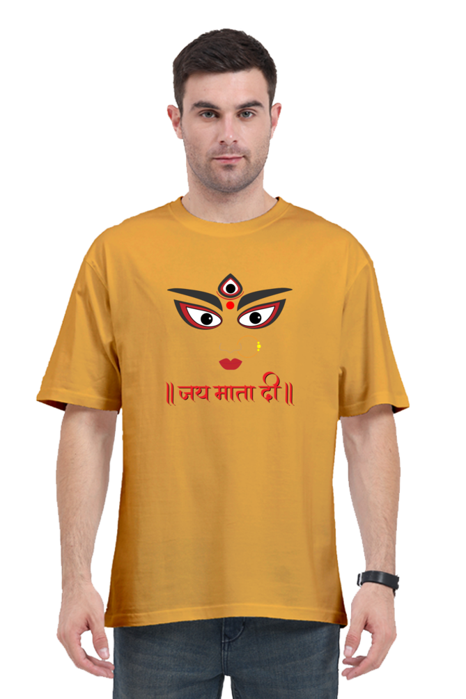 "Jai Mata di " Print Half Sleeve Oversized T-shirt