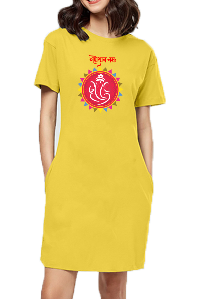 श्री गणेशाय नमः Colourful Mandala Print T-shirt Dress