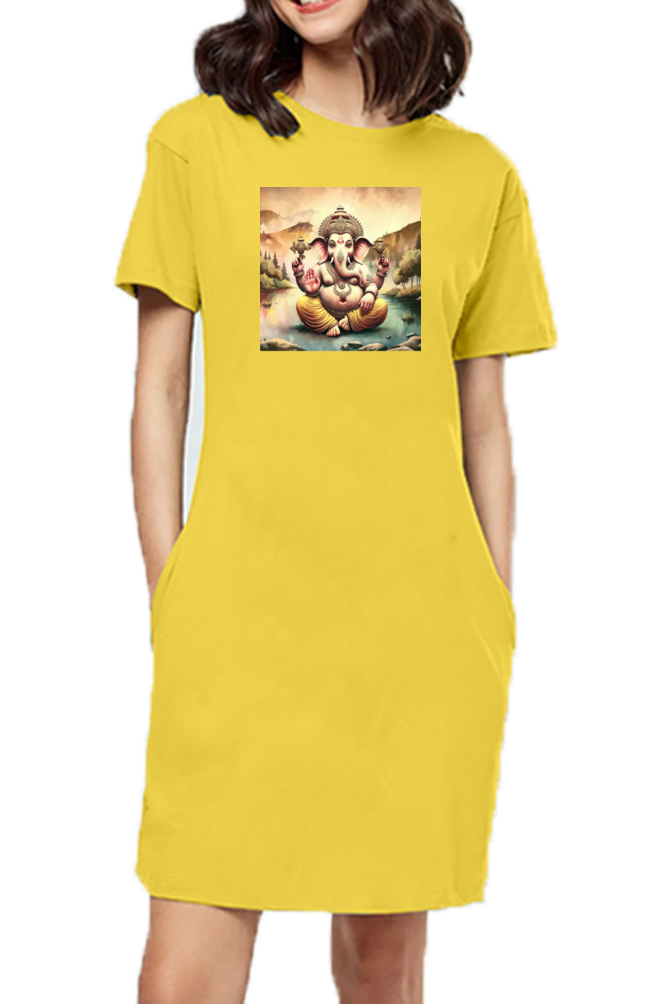 Lord Ganesha Print T-shirt Dress