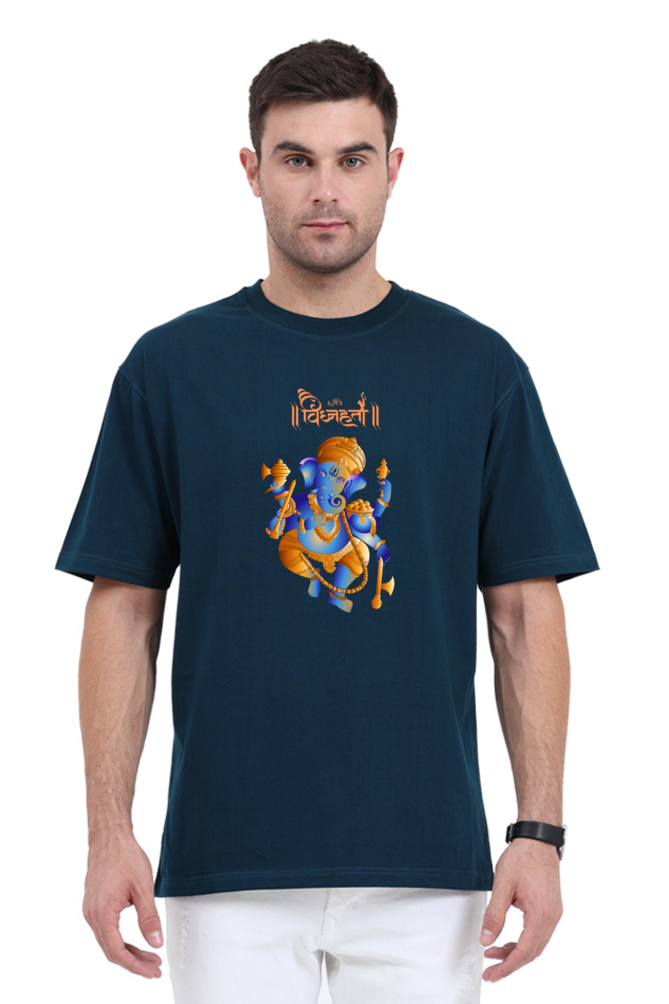 Vighnaharta Bappa Half Sleeve Oversized T-shirt for Men