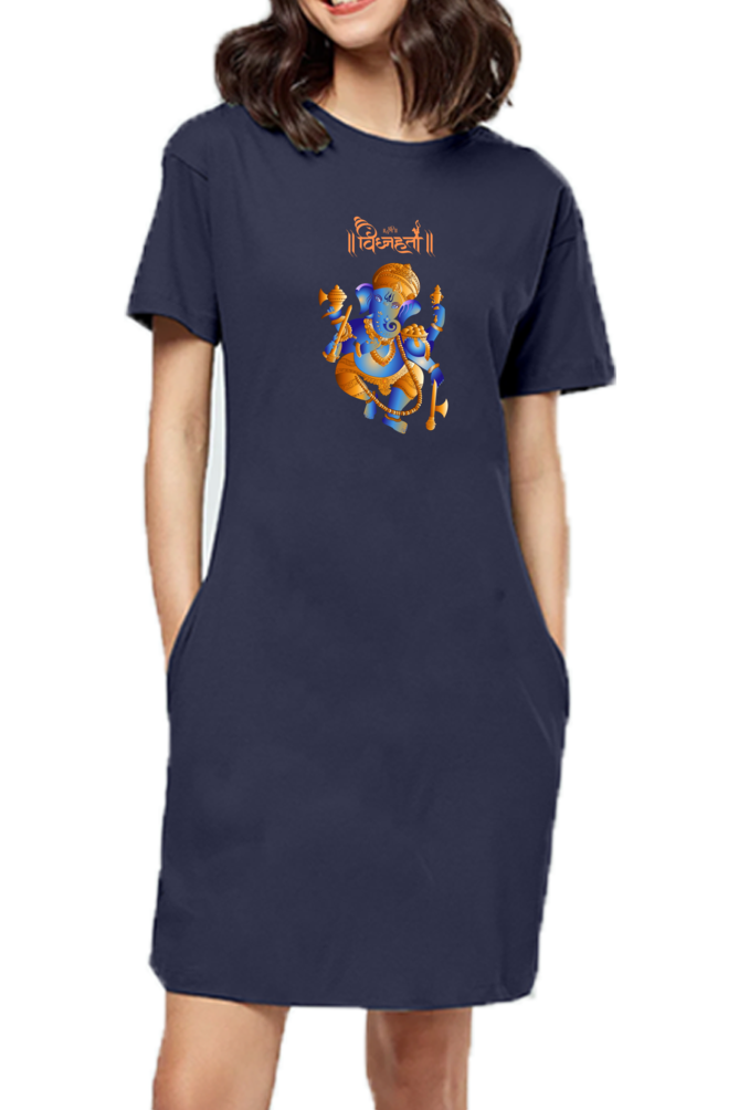 Vignharta Ganesha Print T-shirt Dress