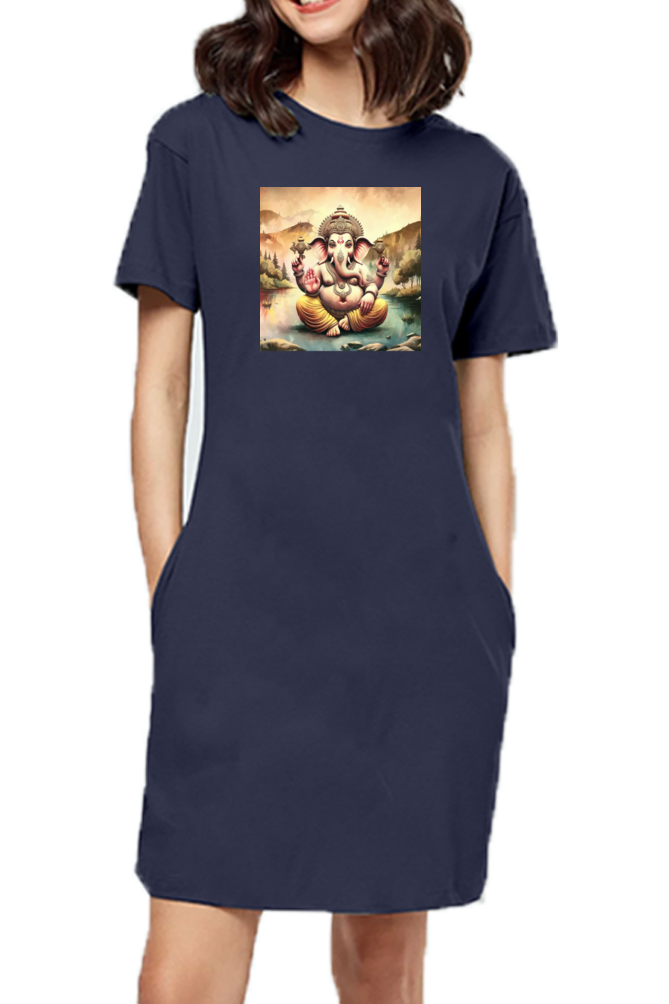 Lord Ganesha Print T-shirt Dress