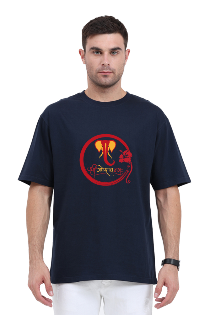 श्री गणेशाय नमः Printed Half Sleeve Oversized T-Shirt for Men