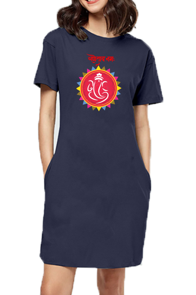 श्री गणेशाय नमः Colourful Mandala Print T-shirt Dress