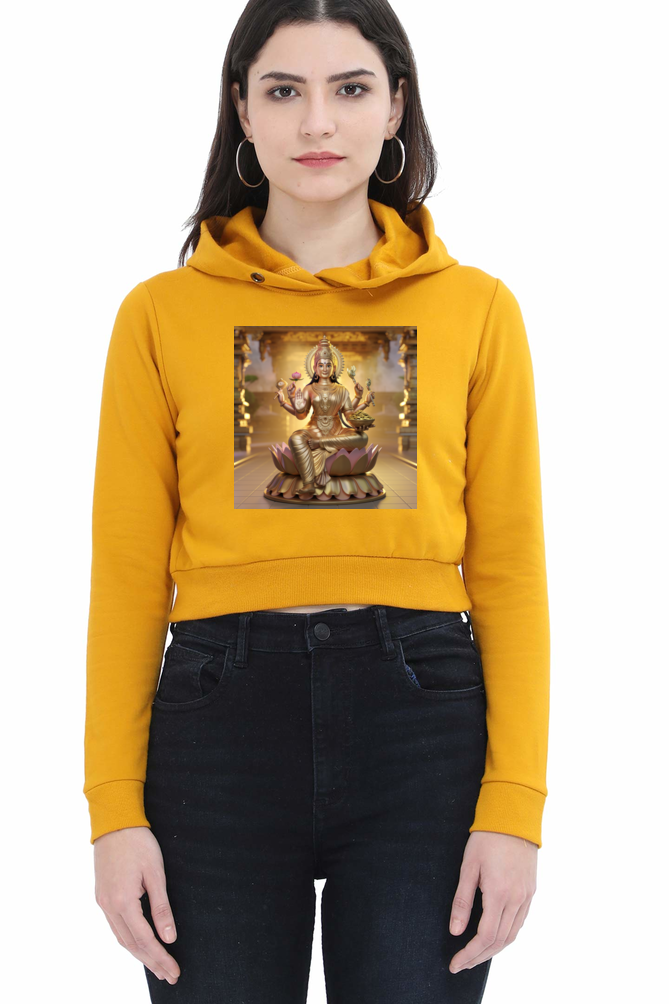 Mahalakshmi 3D Print Crop Hoodie for Women