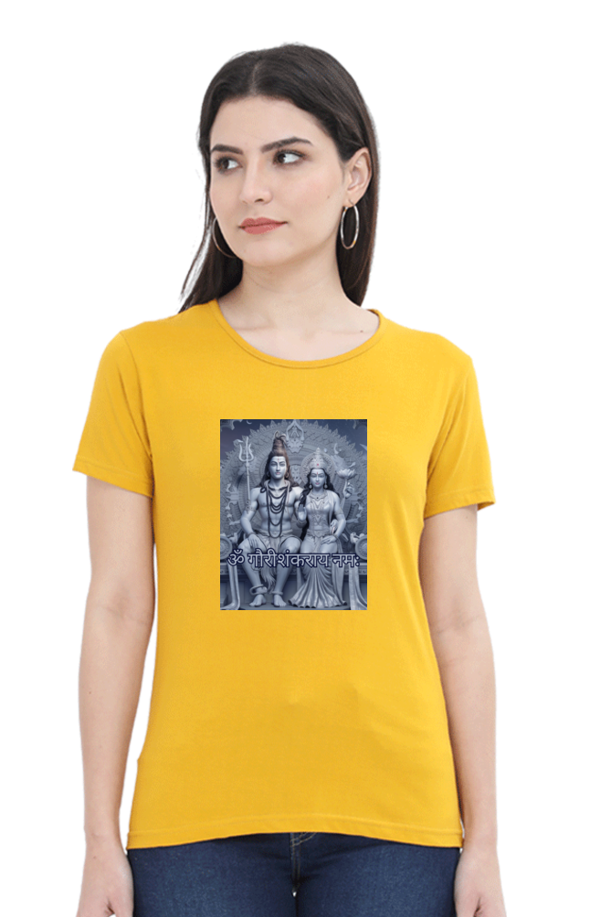 Gauri Shankar 3D Print Half Sleeve T-shirt for Women