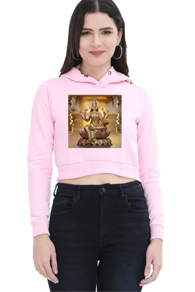 Mahalakshmi 3D Print Crop Hoodie for Women