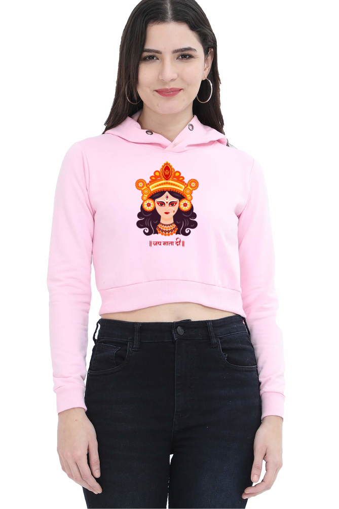 Durga Maa Printed Crop Hoodies