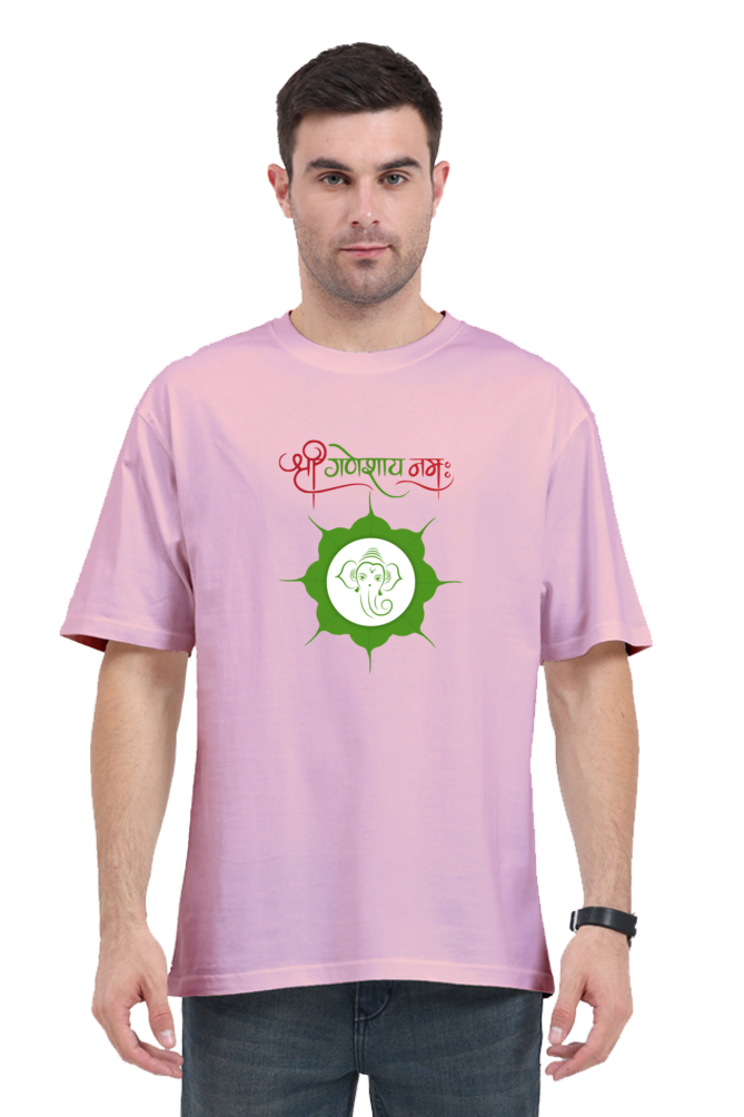 Shree Ganeshaya Namah Printed Half Sleeve Oversized T-shirt