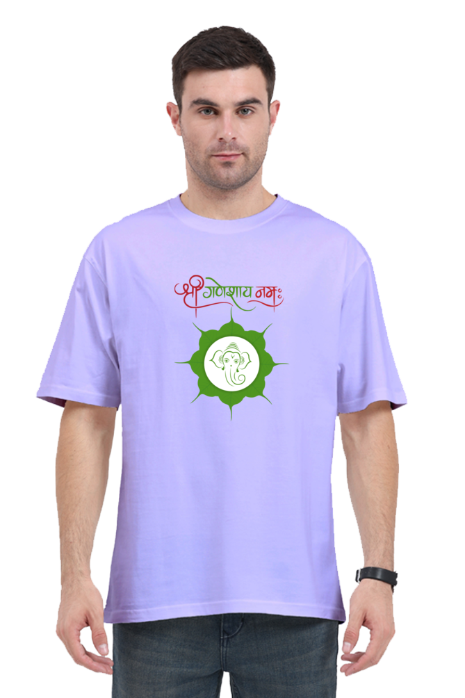Shree Ganeshaya Namah Printed Half Sleeve Oversized T-shirt