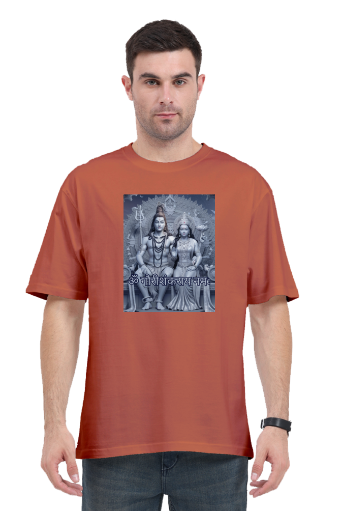 Gauri Shankar 3D Print Half Sleeve Oversized T-Shirt