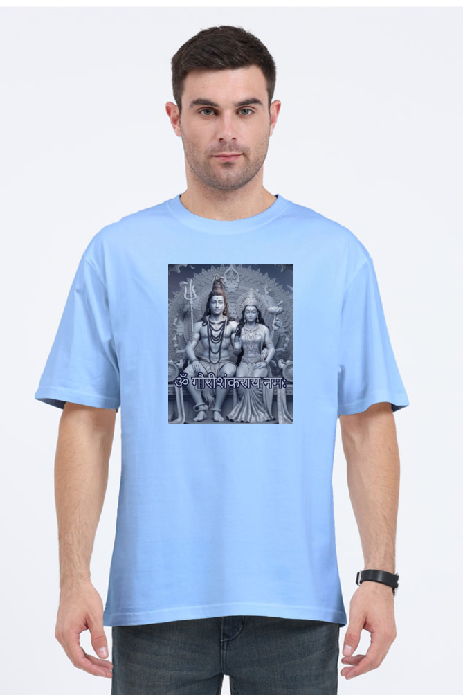 Gauri Shankar 3D Print Half Sleeve Oversized T-Shirt