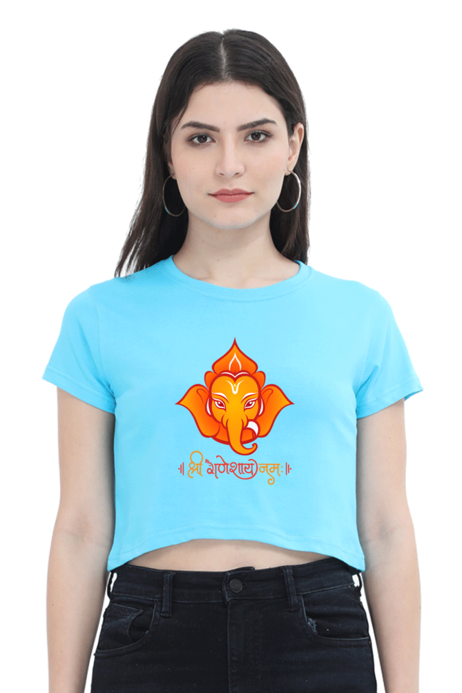 Shree Ganesha Print Crop Top