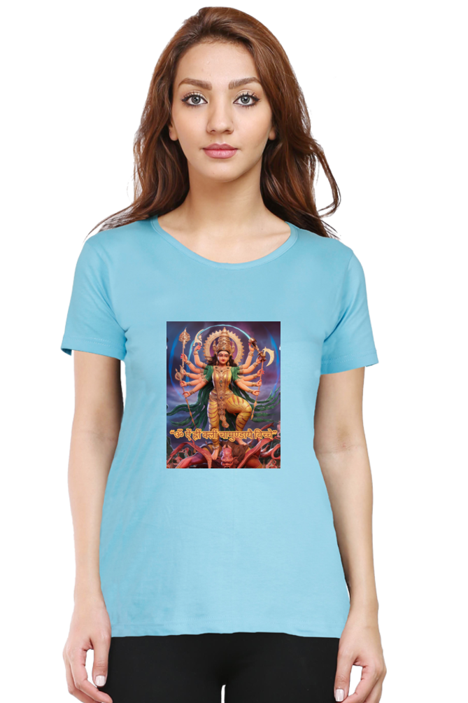 Chamunda Maa 3D Print Half Sleeve T-shirt for Women