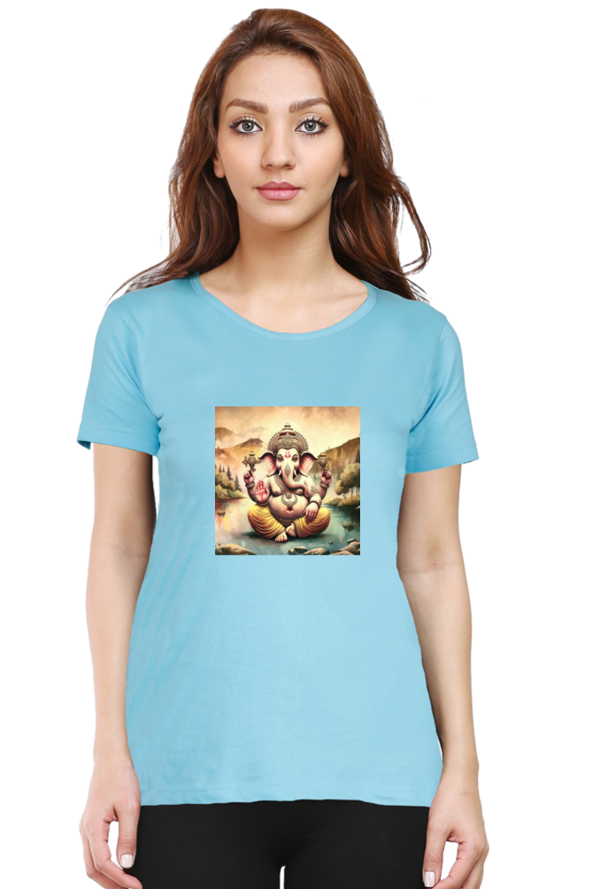 Shree Ganesha Unique Vintage Print Half Sleeve T-shirt for Women